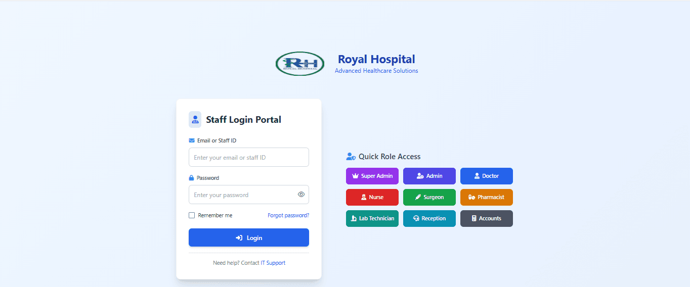 Hospital Management System - Royal Hospital