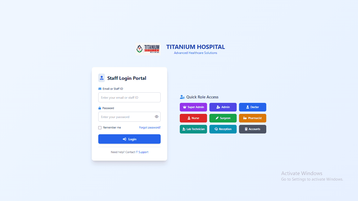 Hospital management System- Titanium Hospital