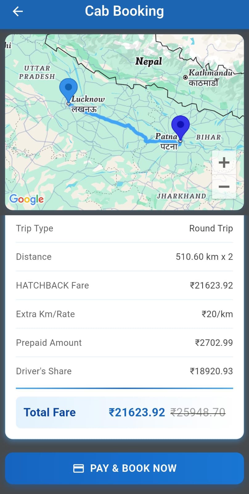 book a cab – step 3 book a cab - step 3